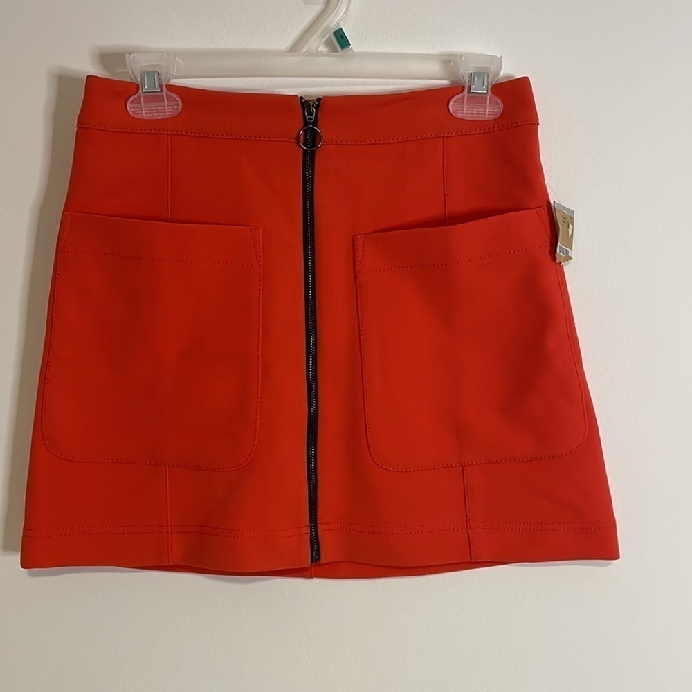 NWT Retro Revival Mini Skirt Rachel Mini Skirt 0 Apron Coral Orange Red Mod Zip